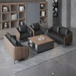 طقم كنب مميز من الجلد و الخشب الفاخر