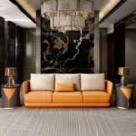 طقم كنب بتصميم مميز من الجلد الفاخر