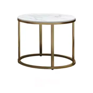 طقم طاولات قهوة من الاستيل المذهب والرخام