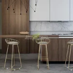 كرسي بار استيل مذهب دائري