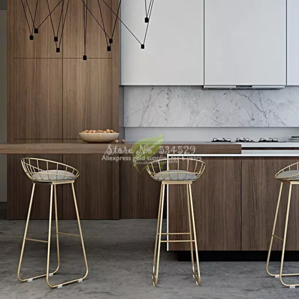 كرسي بار استيل مذهب دائري