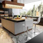 كرسي بار من الجلد الفاخر و الفولاذ الفخم