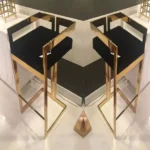 كرسي بار مرتفع من الاستيل المذهب