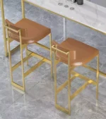 كرسي بار مريح من الاستيل المذهب