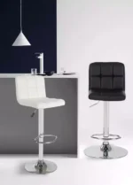 كرسي بار من الجلد الفاخر و الفولاذ الفخم