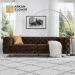 كنبة مخملية ثلاثية بتصميم شيك