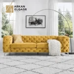 كنبة مخملية ثلاثية بتصميم شيك