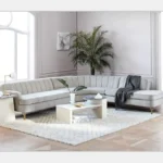 ⁦كنبة زاوية فاخر مع طاولة من الاستيل⁩ - الصورة ⁦2⁩