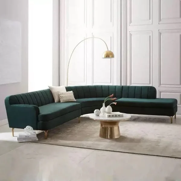 كنبة زاوية فاخر مع طاولة من الاستيل