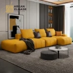 كنبة زاوية جلدية بتصميم إيطالي فاخر