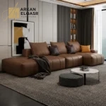 كنبة زاوية جلدية بتصميم إيطالي فاخر