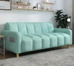 كنب مريح بثلاثة مقاعد – تصميم ليزي شيك عصري – إسفنج عالي الكثافة – قماش ناعم – لون رمادي فاتح