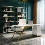 مكتب فاخر من الخشب الصلب والاستيل المذهب