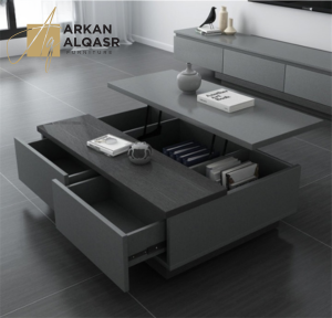 طاولة تلفاز مع طاولة قهوة بتصميم حديث