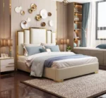 سرير فاخر بتصميم حديث وجلد ناعم