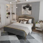 سرير معدني مبطن