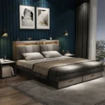 سرير بتصميم حديث مع كمودينه