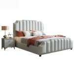 سرير من الخشب الصلب من الجلد الطبيعي