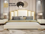 سرير فاخر بتصميم حديث وجلد ناعم