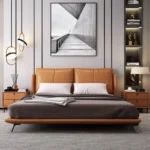 ⁦سرير مودرن جلد بتصميم ايطالي فاخر⁩ - الصورة ⁦2⁩