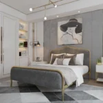 سرير معدني مبطن