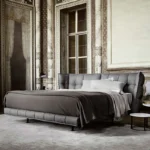 سرير بتصميم حديث مغطي بالقماش