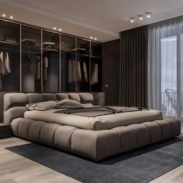 سرير مزدوج كبير اللوح الأمامي عالي الجودة مضاء