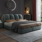 سرير مودرن مبطن بالكامل مع طاولتين كومودينو