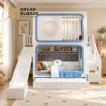⁦سرير أطفال دورين فاخر – ألوان جذابة وتصميم عصري – هيكل خشبي متين وسلال تخزين – آمن ومثالي للمساحات الصغيرة⁩ - الصورة ⁦2⁩