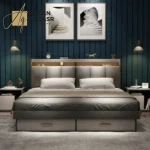 سرير بتصميم حديث مع كمودينه