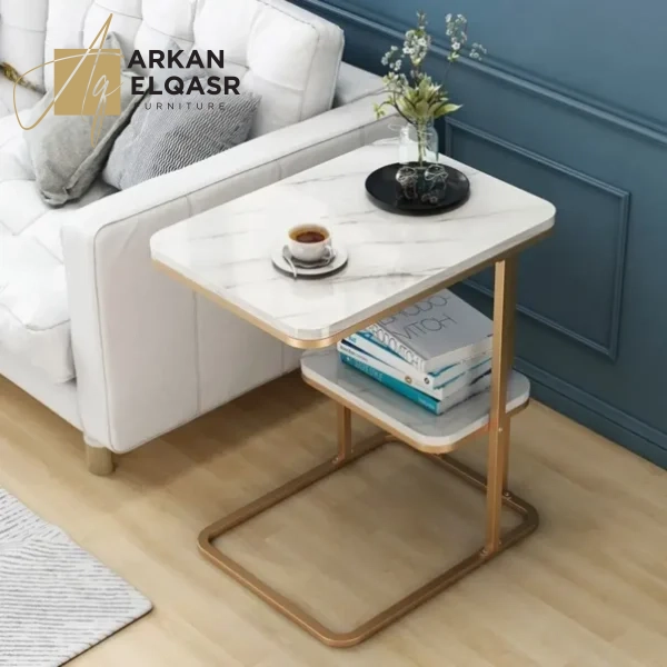 طاولة معدن بسطح رخامي تصميم مودرن