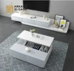 طاولة تلفاز مع طاولة قهوة بتصميم حديث