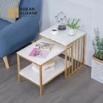 طاولة جانبية مزدوجة متداخلة بتصميم حديث