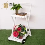 طاولة خدمة خشبية بعجل