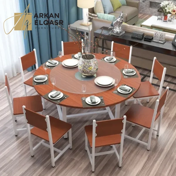 طاولة طعام دائرية بتصميمات متنوعة