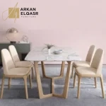 طاولة طعام رخام مع اربعة كراسي