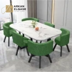 طاولة طعام مستطيلة مع ستة كراسى