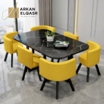 طاولة طعام مستطيلة مع ستة كراسى