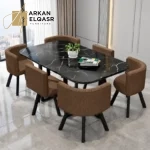 طاولة طعام مستطيلة مع ستة كراسى