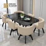 طاولة طعام مستطيلة مع ستة كراسى