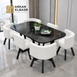 طاولة طعام مستطيلة مع ستة كراسى