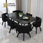 طاولة طعام مستطيلة مع ستة كراسى