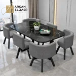 طاولة طعام مستطيلة مع ستة كراسى