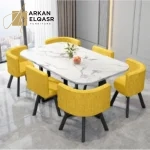 طاولة طعام مستطيلة مع ستة كراسى