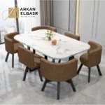 طاولة طعام مستطيلة مع ستة كراسى