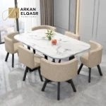 طاولة طعام مستطيلة مع ستة كراسى