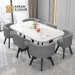 طاولة طعام مستطيلة مع ستة كراسى