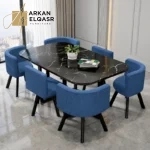 طاولة طعام مستطيلة مع ستة كراسى