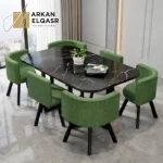 طاولة طعام مستطيلة مع ستة كراسى
