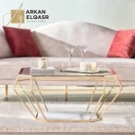 طاولة قهوة بسطح زجاجي بتصميم سداسي